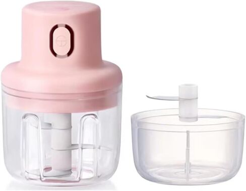 2-in-1 Electric Food Chopper with Dual Blades & Bowls | USB Rechargeable Mini Kitchen Processor for Garlic, Vegetables, Fruits | Portable Masher for Indoor/Outdoor Cooking (250ml+100ml) in Kuwait
