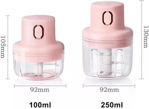 2-in-1 Electric Food Chopper with Dual Blades & Bowls | USB Rechargeable Mini Kitchen Processor for Garlic, Vegetables, Fruits | Portable Masher for Indoor/Outdoor Cooking (250ml+100ml) in Kuwait