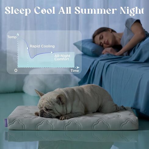 LE SURE Cooling Dog Bed Medium Size Dog, Q-Max>0.5 Cooling Mat with Removable Washable Cover, Breathable Orthopedic Egg Crate Foam Summer Pad for Active/Long-Haired/Senior Pets/Cats/Puppy, 29x18 Inch in Saudi Arabia