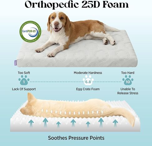 LE SURE Cooling Dog Bed Medium Size Dog, Q-Max>0.5 Cooling Mat with Removable Washable Cover, Breathable Orthopedic Egg Crate Foam Summer Pad for Active/Long-Haired/Senior Pets/Cats/Puppy, 29x18 Inch in Saudi Arabia