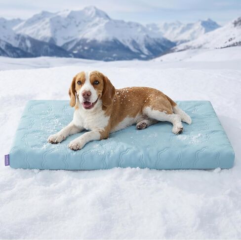 LE SURE Cooling Dog Bed Medium Size Dog, Q-Max>0.5 Cooling Mat with Removable Washable Cover, Breathable Orthopedic Egg Crate Foam Summer Pad for Active/Long-Haired/Senior Pets/Cats/Puppy, 29x18 Inch in Saudi Arabia