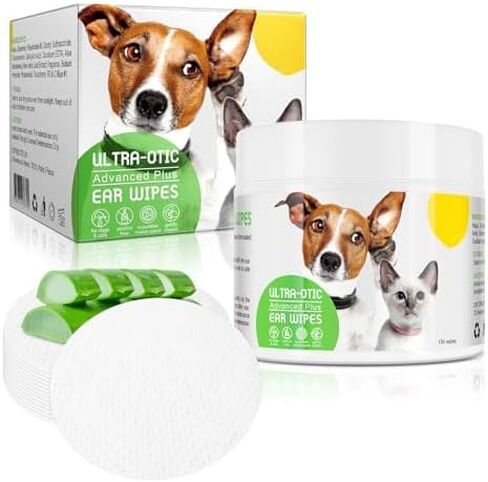 Dog Ear Cleaner Wipes for Cats & Dogs, Ear Cleaning Wipe with Aloe Cucumber, Gentle Ear Wipes for Dirty, Waxy, Smelly Ears - Non-Irritating in Kuwait