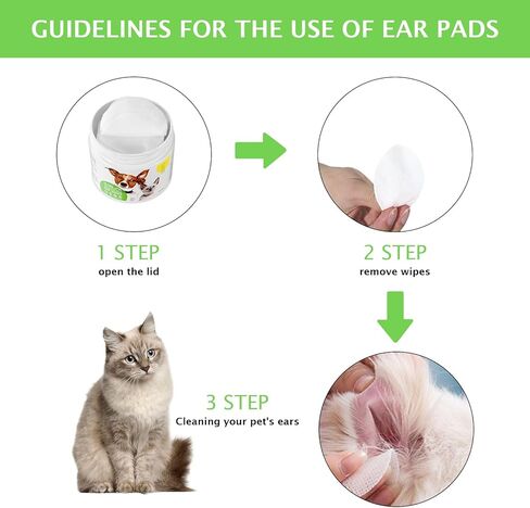 Dog Ear Cleaner Wipes for Cats & Dogs, Ear Cleaning Wipe with Aloe Cucumber, Gentle Ear Wipes for Dirty, Waxy, Smelly Ears - Non-Irritating in Kuwait