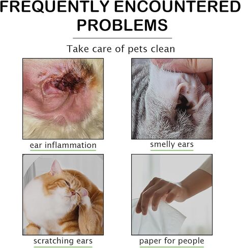 Dog Ear Cleaner Wipes for Cats & Dogs, Ear Cleaning Wipe with Aloe Cucumber, Gentle Ear Wipes for Dirty, Waxy, Smelly Ears - Non-Irritating in Kuwait