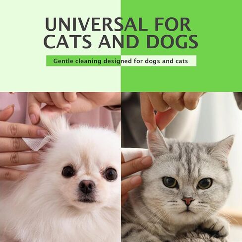 Dog Ear Cleaner Wipes for Cats & Dogs, Ear Cleaning Wipe with Aloe Cucumber, Gentle Ear Wipes for Dirty, Waxy, Smelly Ears - Non-Irritating in Kuwait