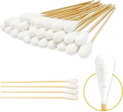 6-Inch Long Cotton Tips for Cleaning Dogs' Ears | Extra-Long Cotton Swabs for Dog Ear Cleaning | Eco-Friendly Dog Ear Swabs & Pads | Organic Bamboo & Cotton | 100-Pack in Saudi Arabia