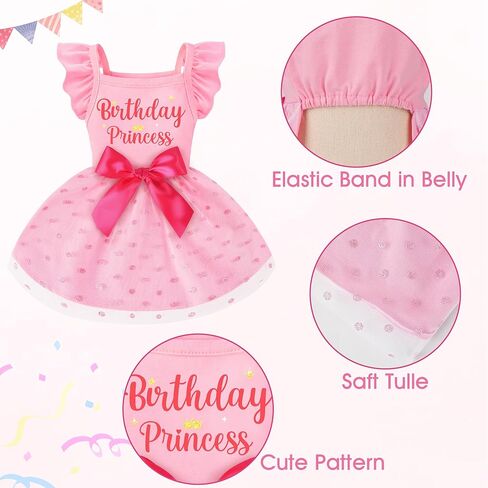 Dog Dress for Small Dogs Girl Ruffle Sleeves Bowknot Slip Dress Birthday Holiday Outfit for Small Medium Dogs Cats Pets in Kuwait