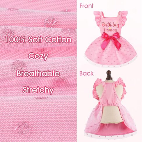 Dog Dress for Small Dogs Girl Ruffle Sleeves Bowknot Slip Dress Birthday Holiday Outfit for Small Medium Dogs Cats Pets in Kuwait