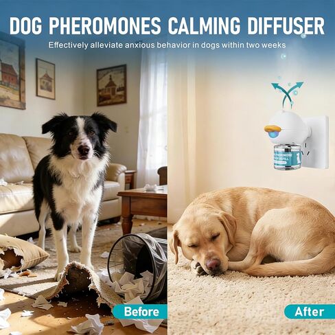 Dog Calming Diffuser, Calming Pheromones Diffuser Kit for Stress, Barking, Chewing, Pee Accidents & Separation Anxiety (2 Plug in + 4 Refill) 120-Day Supply in Kuwait