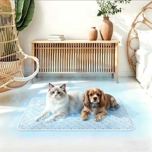 Cooling Mat for Dogs, Q-Max>0.5 Thin Breathable Dog Cooling Mat Blanket for Dogs, Anti-Slip Bottom Washable Pet Cooling Mat, Cool Relief & Portable for Travel Cooling Dog Bed,24x18, Grey. in Kuwait