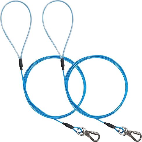 Chew Proof Dog Leash with 360° Swivel Bolt Hook, Coated Steel Wire Dog Lead, Cable Leash with Soft Silicone Handle for Outdoor Use (Blue*2, 4FT) in Kuwait