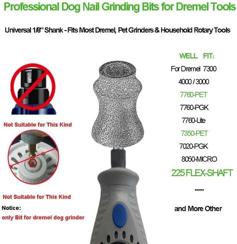 Painless for Dremel Dog Nail Grinder Attachment Replacement Heads - Diamond Bit Refill Tips Fit Dremel 7760 & 7350, Smooth Grinder Tool Accessories for Small/Medium/Large Dog/Cat Thick Nail Grinding in Kuwait