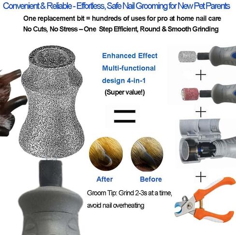 Painless for Dremel Dog Nail Grinder Attachment Replacement Heads - Diamond Bit Refill Tips Fit Dremel 7760 & 7350, Smooth Grinder Tool Accessories for Small/Medium/Large Dog/Cat Thick Nail Grinding in Kuwait
