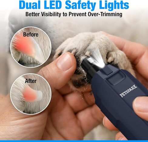 أداة تشذيب أظافر الكلاب الهادئة، 6 سرعات قابلة لإعادة الشحن مع ضوء LED، مطحنة أظافر مزدوجة للحيوانات الأليفة للكلاب والقطط، مطحنة أظافر احترافية منخفضة الضوضاء للكلاب in Kuwait