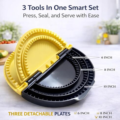 3-in-1 Tortilla Sealer & Taco Crimper for 10/8/6 Inch Wrap Folder for Quesadillas More Adjustable Flour Tortilla Maker for Calzones Manual Press for Homemade Sandwich, Dumplings – BPA Free in Kuwait