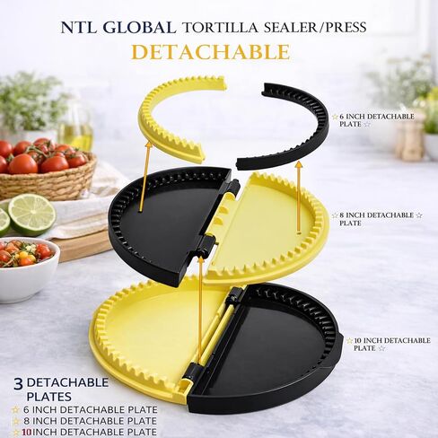 3-in-1 Tortilla Sealer & Taco Crimper for 10/8/6 Inch Wrap Folder for Quesadillas More Adjustable Flour Tortilla Maker for Calzones Manual Press for Homemade Sandwich, Dumplings – BPA Free in Kuwait