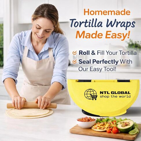 3-in-1 Tortilla Sealer & Taco Crimper for 10/8/6 Inch Wrap Folder for Quesadillas More Adjustable Flour Tortilla Maker for Calzones Manual Press for Homemade Sandwich, Dumplings – BPA Free in Kuwait