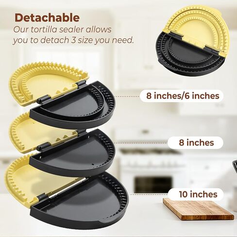 Zenflux 3-in-1 Tortilla Crimper & Press, Quesadilla Maker, Tortilla Sealer, Empanada Press, Create Sealed Quesadillas, Burritos, Dumplings(6/8/10 inch), Black-Yellow in Saudi Arabia