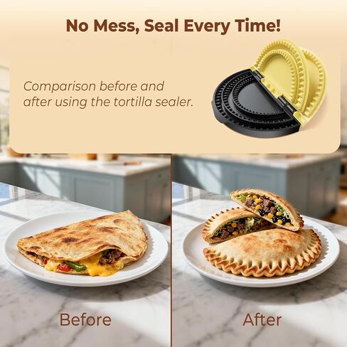 Zenflux 3-in-1 Tortilla Crimper & Press, Quesadilla Maker, Tortilla Sealer, Empanada Press, Create Sealed Quesadillas, Burritos, Dumplings(6/8/10 inch), Black-Yellow in Saudi Arabia