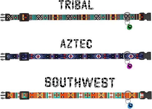 Cat Collar Breakaway 2PCS Adjustable Pattern Tribal Aztec Southwest Safety Pet Collars for Cats Kitten (Southwest + Aztec) in Kuwait