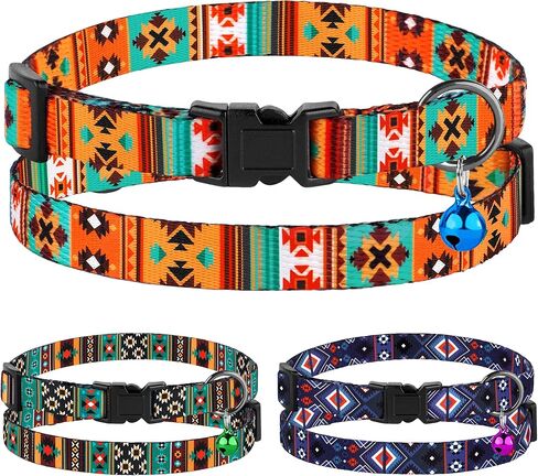Cat Collar Breakaway 2PCS Adjustable Pattern Tribal Aztec Southwest Safety Pet Collars for Cats Kitten (Southwest + Aztec) in Kuwait