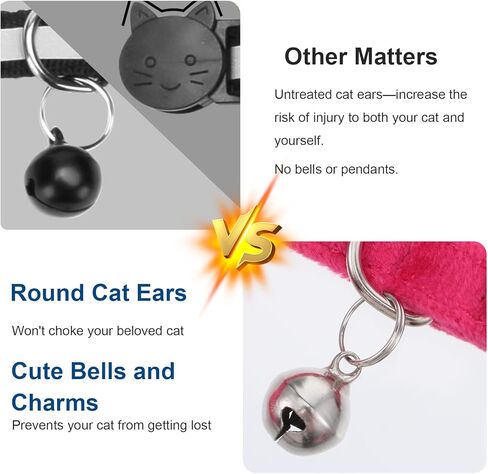 2 Pcs Pink Cat Collar Breakaway with Bow Bells Soft Pure Cotton Cat Bowtie Collar with Bell Safety Buckle Small Cats Collars for Girl Cats Adjustable Cute Kitten Collars with Removable Bowtie in Kuwait
