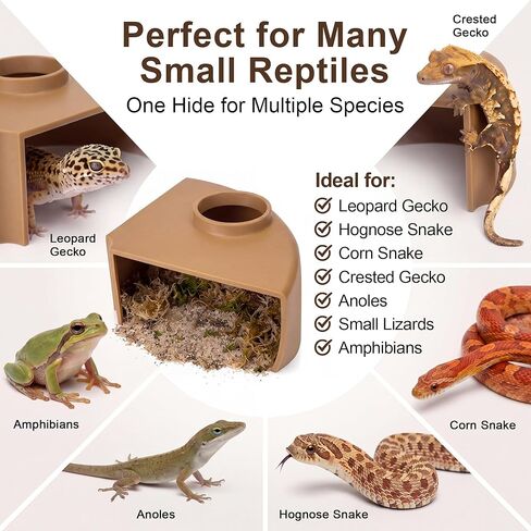 Saillong Premium Leopard Gecko Tank Accessories Reptile Corner Underground Cave Humid Hide & Viewing Cave for Leopard Gecko, Snake Hide Geckos Tank Accessories for Climbing, Shedding & Enrichment in Kuwait