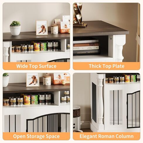 63 Inch Double Dog Crate TV Stand, Heavy Duty Wooden Dog Crate Furniture for 2 Dogs, Dog Kennel Indoor Furniture Ideal for 2 Dogs in Kuwait