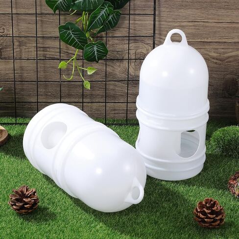 NUOBESTY 2pcs Pigeon Waterer Bird Water Dispenser White Plastic Round Bottom Drinking Cup for Pigeons and Poultry Cage Use in Kuwait