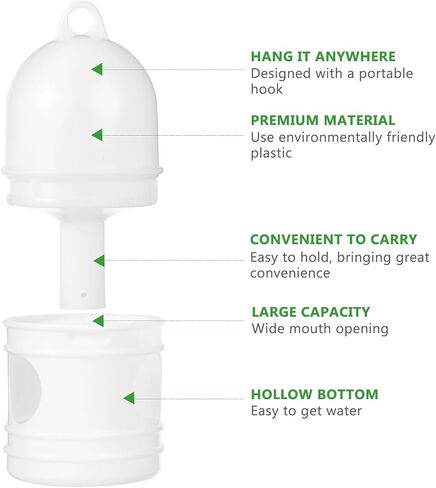 NUOBESTY 2pcs Pigeon Waterer Bird Water Dispenser White Plastic Round Bottom Drinking Cup for Pigeons and Poultry Cage Use in Kuwait
