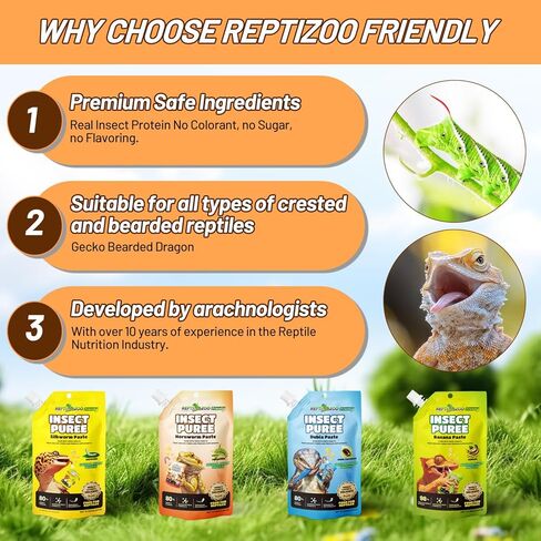 Crested Gecko Food Insect Puree, Hornworm Paste Reptile Food Made with Fresh Insects Gecko Food Complete Diet 2.82oz in Kuwait