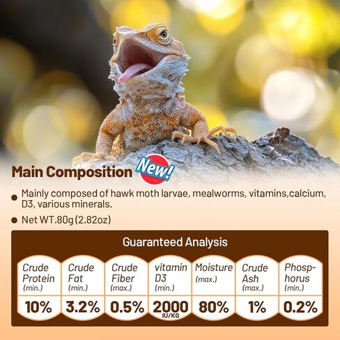 Crested Gecko Food Insect Puree, Hornworm Paste Reptile Food Made with Fresh Insects Gecko Food Complete Diet 2.82oz in Kuwait