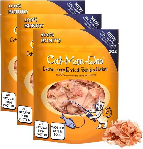 Life Essentials by Cat-Man-Doo Cat Treats & Food Topper – Bonito Fish Flakes for Cats, Healthy Single Ingredient Cat Snacks – 1 oz in Kuwait