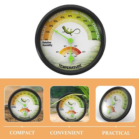 VALICLUD Reptile Thermometer and Hygrometer Analog High-Precision Mechanical Temperature and Humidity Gauge Mini Thermometer for Terrarium Tank Reptile Box Monitoring in Kuwait