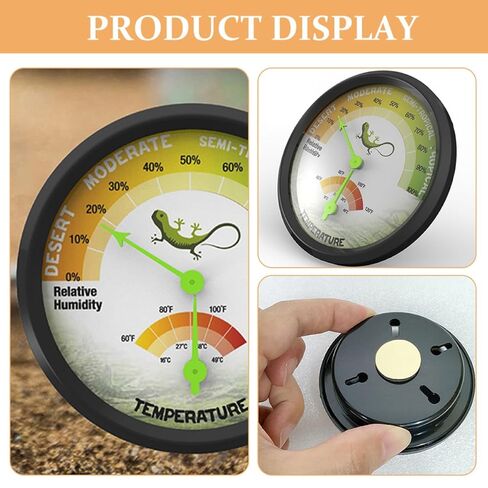 VALICLUD Reptile Thermometer and Hygrometer Analog High-Precision Mechanical Temperature and Humidity Gauge Mini Thermometer for Terrarium Tank Reptile Box Monitoring in Kuwait