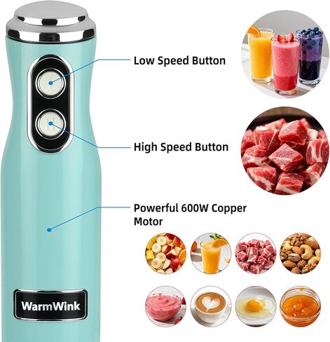 Hand Blender, Powerful 4 in 1 600w Corded Immersion Blender Handheld with Stainless Steel Attachment, Small Food Processor & Stick for Kitchen, Emergen useful immersion blender in Kuwait