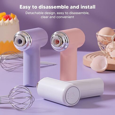 Electric Hand Mixer, Cordless Handheld Whisk, Lightweight Kitchen Tool, Wide Application, 3 Levels for Kitchen (purple) in Kuwait