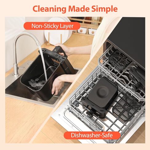 12QT Large Dual Air Fryer, 10-in-1 Double Zone Airfryer with 2×6QT Baskets, 60° Easy-Panel with Full Touchscreen, SyncCook Function, Viewing Window, Nonstick & Dishwasher Safe, Jet Black in Kuwait