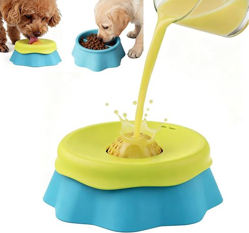 Slow Feeder Dog Bowls with Rolling Ball – Interactive Lick Bowl for Liquid Treats, Anti-Slip & Easy-Clean, 2 Cup Capacity for Bone Broth, Yogurt & Post-op Nutrition, for All Dogs in Kuwait