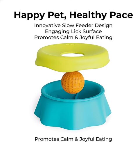 Slow Feeder Dog Bowls with Rolling Ball – Interactive Lick Bowl for Liquid Treats, Anti-Slip & Easy-Clean, 2 Cup Capacity for Bone Broth, Yogurt & Post-op Nutrition, for All Dogs in Kuwait