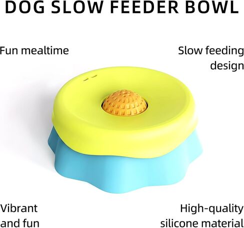 Slow Feeder Dog Bowls with Rolling Ball – Interactive Lick Bowl for Liquid Treats, Anti-Slip & Easy-Clean, 2 Cup Capacity for Bone Broth, Yogurt & Post-op Nutrition, for All Dogs in Kuwait