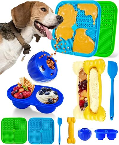 6 Value Pack Enrichment Toys for Dogs Lick Mat, Frozen Bone Power Chew & Frozen Dog Puzzle Toy, Treat Dispensing Slow Feeder Dog Enrichment Toys to Keep Them Busy for Stimulating & Cognitive Toys in Saudi Arabia