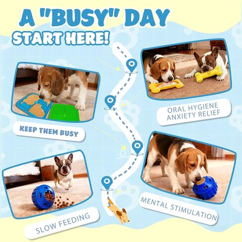 6 Value Pack Enrichment Toys for Dogs Lick Mat, Frozen Bone Power Chew & Frozen Dog Puzzle Toy, Treat Dispensing Slow Feeder Dog Enrichment Toys to Keep Them Busy for Stimulating & Cognitive Toys in Saudi Arabia