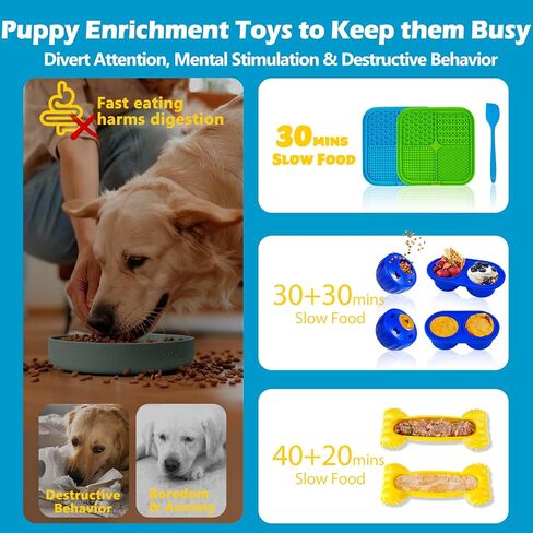 6 Value Pack Enrichment Toys for Dogs Lick Mat, Frozen Bone Power Chew & Frozen Dog Puzzle Toy, Treat Dispensing Slow Feeder Dog Enrichment Toys to Keep Them Busy for Stimulating & Cognitive Toys in Saudi Arabia