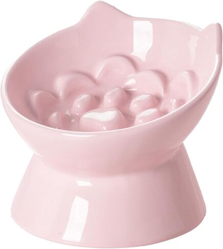 PawsPik Lynx Ceramic Raised Slow Feeder Dog & Cat Bowl, Tilted 15° Elevated Pet Food Bowl, Whisker-Friendly Anti-Choking Dish, Dishwasher Safe (Sky Blue) in Kuwait