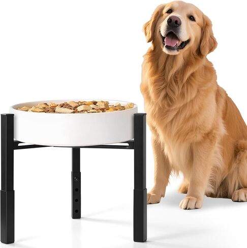 Dog Bowls Elevated, Adjustable Raised Dog Bowl Stand, Metal Elevated Dog Feeding Station for Medium & Large Dogs, Black (Without Bowls) in Kuwait
