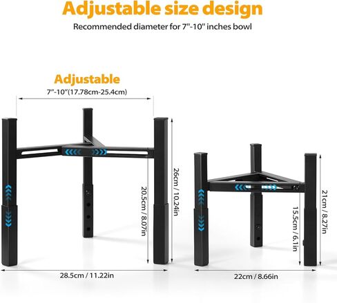 Dog Bowls Elevated, Adjustable Raised Dog Bowl Stand, Metal Elevated Dog Feeding Station for Medium & Large Dogs, Black (Without Bowls) in Kuwait