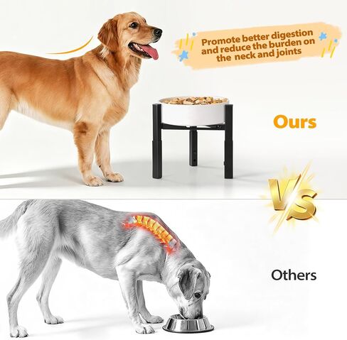 Dog Bowls Elevated, Adjustable Raised Dog Bowl Stand, Metal Elevated Dog Feeding Station for Medium & Large Dogs, Black (Without Bowls) in Kuwait