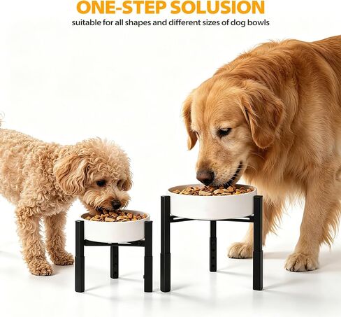 Dog Bowls Elevated, Adjustable Raised Dog Bowl Stand, Metal Elevated Dog Feeding Station for Medium & Large Dogs, Black (Without Bowls) in Kuwait