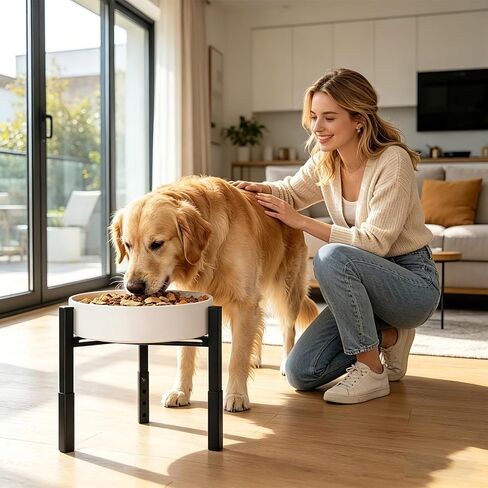 Dog Bowls Elevated, Adjustable Raised Dog Bowl Stand, Metal Elevated Dog Feeding Station for Medium & Large Dogs, Black (Without Bowls) in Kuwait